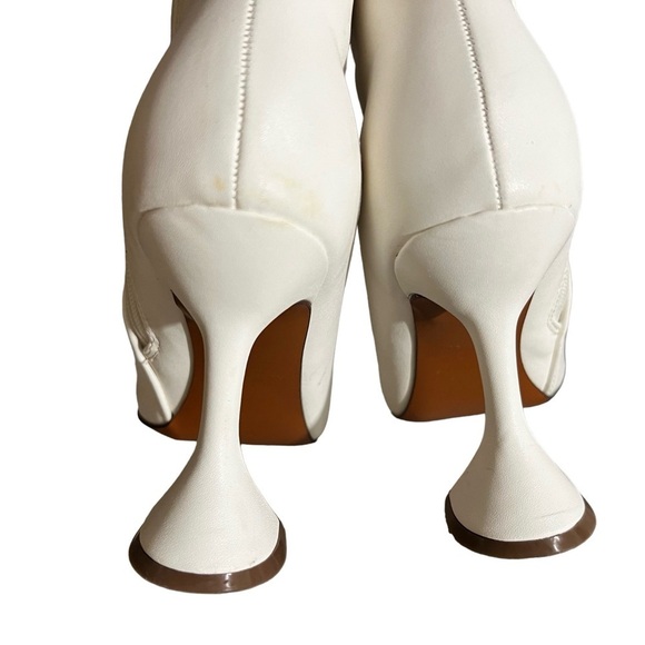 AMINA MUADDI Giorgia Leather Flared Heel Ankle Boots White 40 US Size 10 - Picture 8 of 16